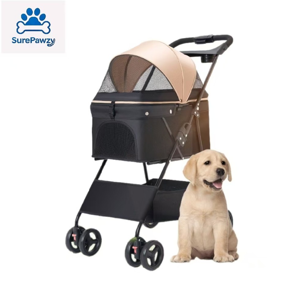 Wholesale Lightweight Pet Stroller for Small/Medium Dogs & Cats – One-Key Foldable, Portable for Corgi Teddy Outdoor