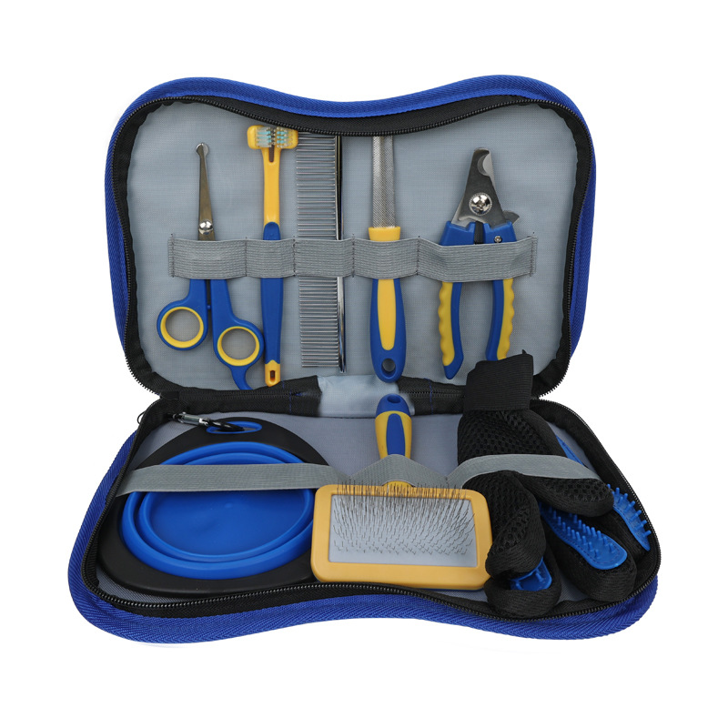 8PCS Pet Grooming Set: Dematting Comb, Nail Clippers, File, Shedding Blade, Undercoat Rake, Cleaning Brush for Dogs Cats